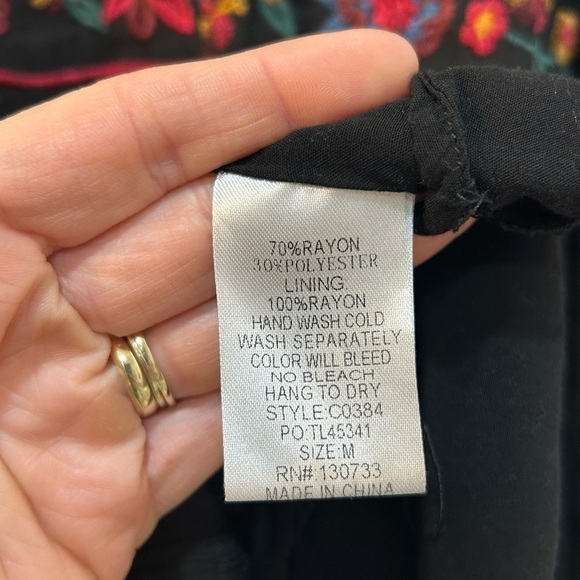 UMGEE Black Embroidered Tunic Dress Gauzy Boho Whimsy Goth Women Sz M - Picture 10 of 10